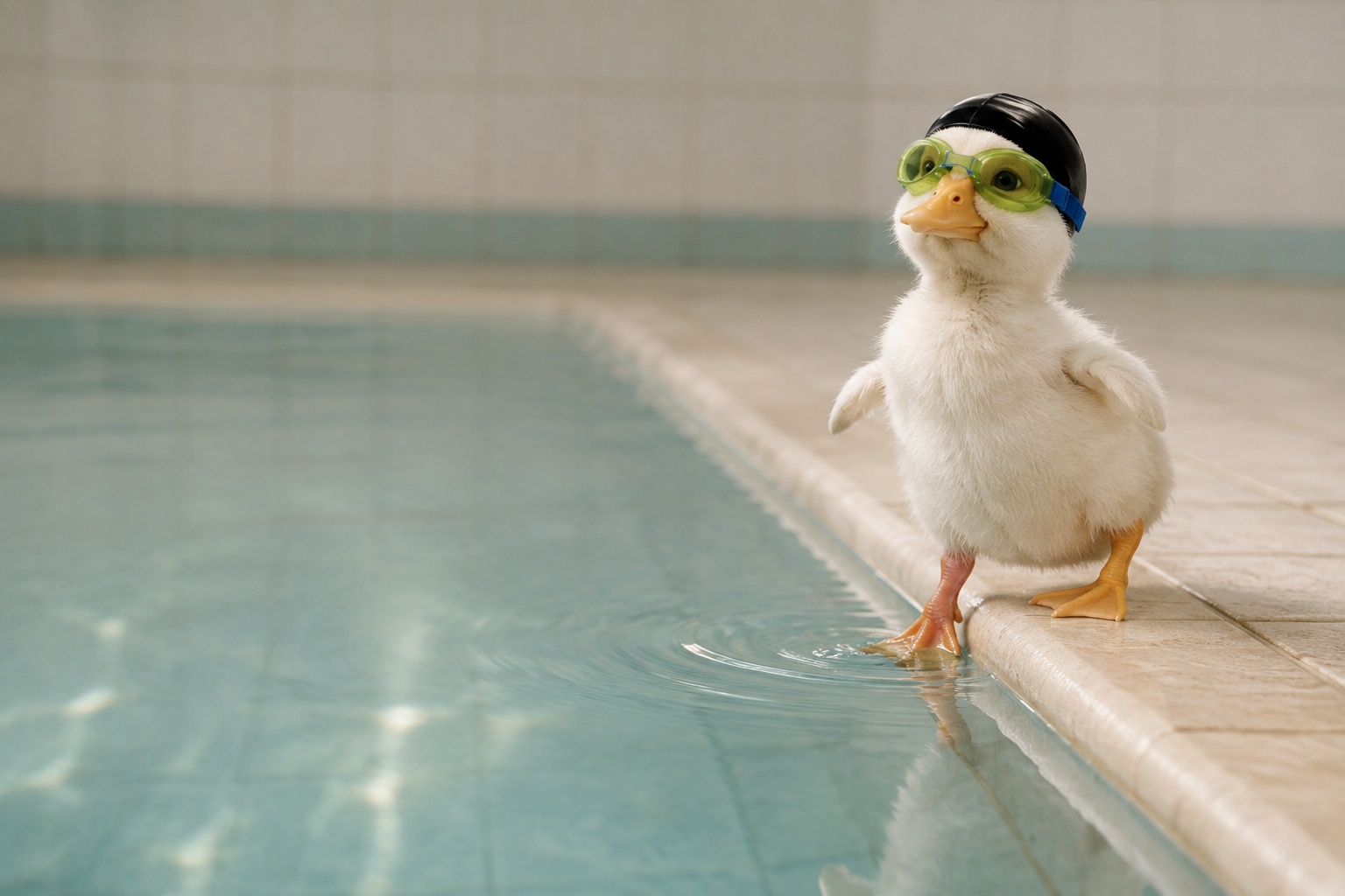 nas aura the duckling at the swimming pool